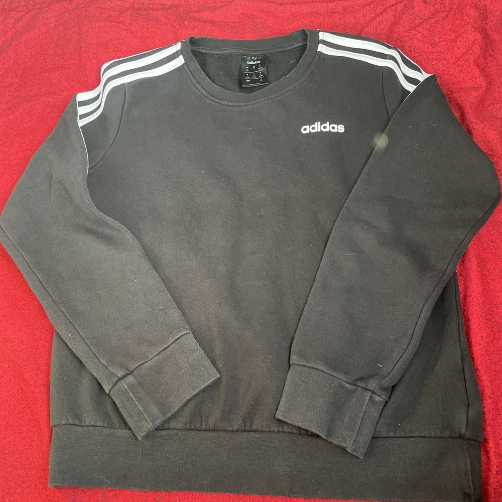 Adidas Black Crewneck Sweatshirt with Stripes Kids S(8-10)
